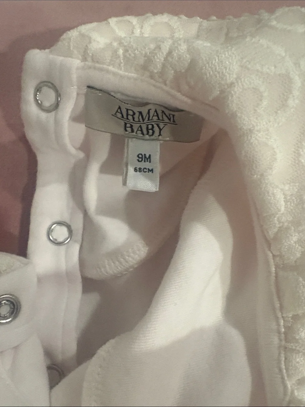 Giorgio Armani Cream Lace-Trim Infant Footie One-Piece